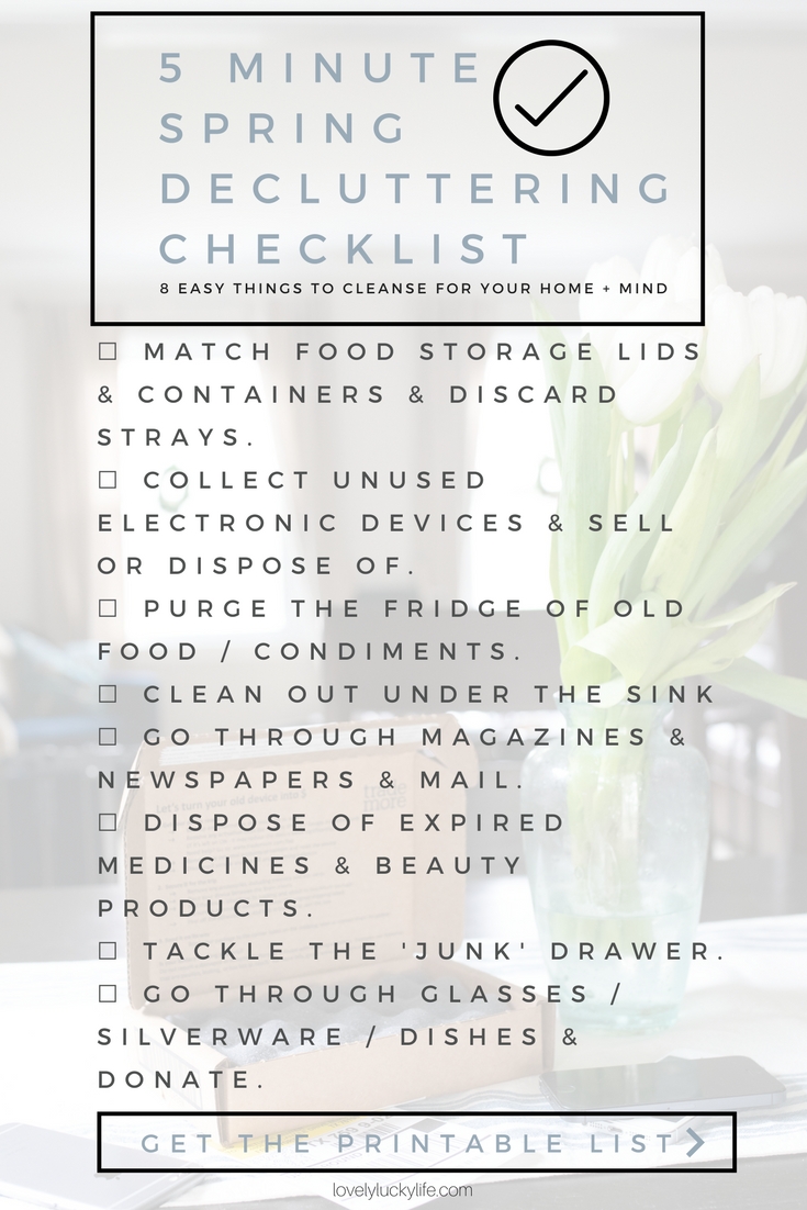 this 5 minute decluttering list for spring is SO good - 8 things you can declutter in less than 5 minutes #springcleaning #declutter #cleaning #printable