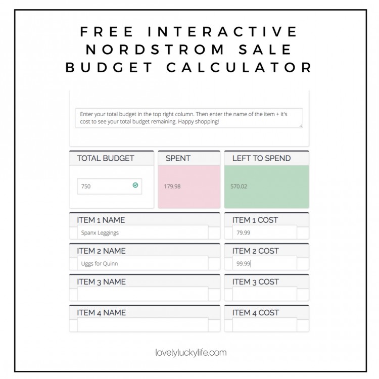 this free interactive nordstrom sale budget creator & calculator will change the way you shop the Nordstrom sale!