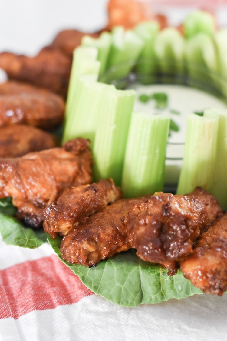 Franks RedHot wings - cute way to include celery and ranch on the platter