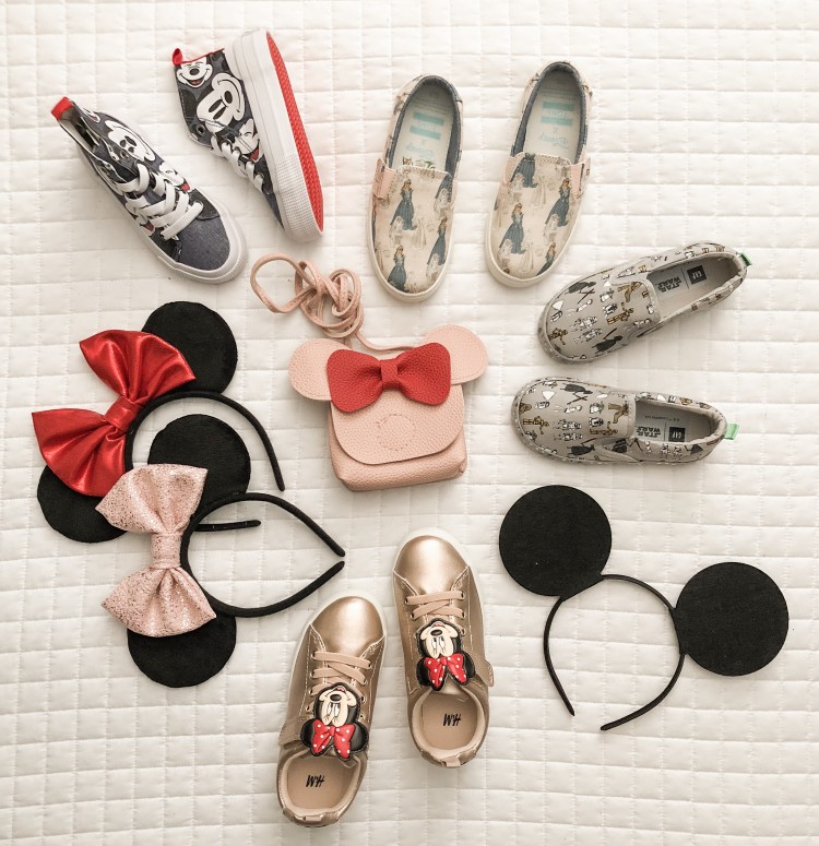kids shoes for disney world - Disney must-haves for kids: comfy shoes and ears! love the Disney Toms, Mickey Mouse Sneakers, Star Wars sneakers, and Minnie rose gold shoes