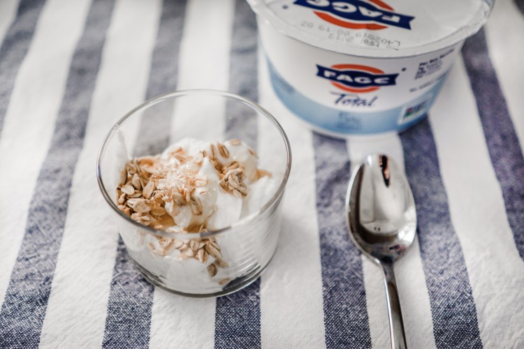 greek yogurt dessert idea - add granola and honey for a sweet treat that's high in protein 