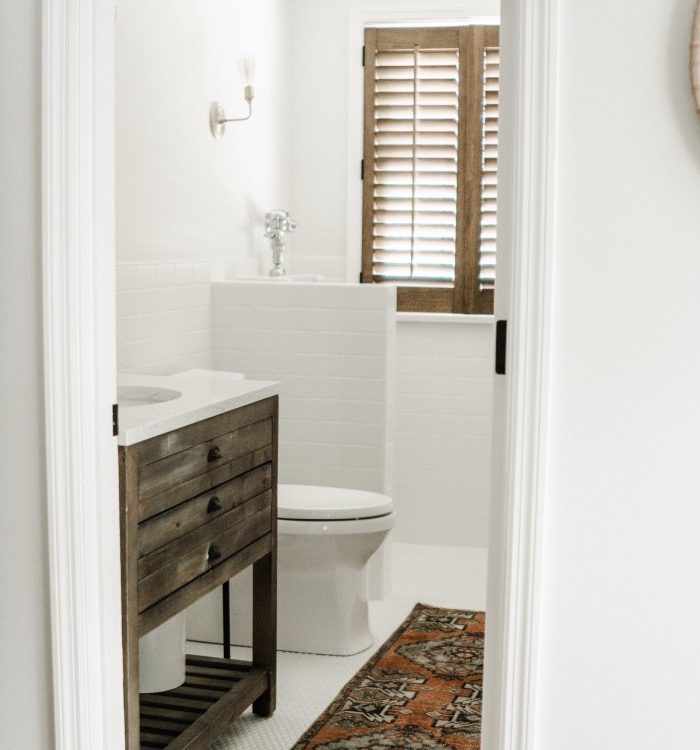 White Half Bath Reveal + Stuff You Should NEVER Flush Down the Toilet