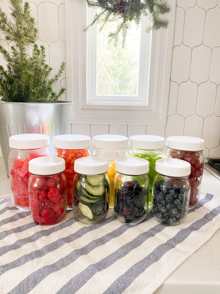 rainbow produce in mason jars