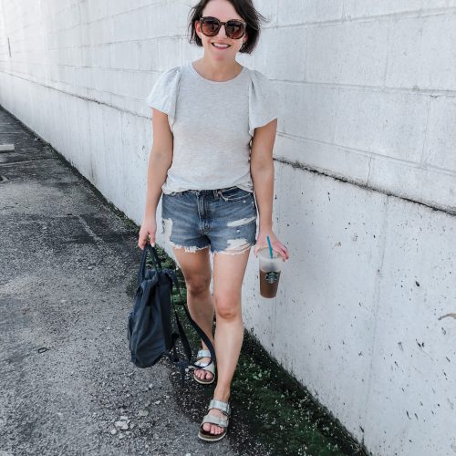 birkenstock arizona and fjallraven backpack