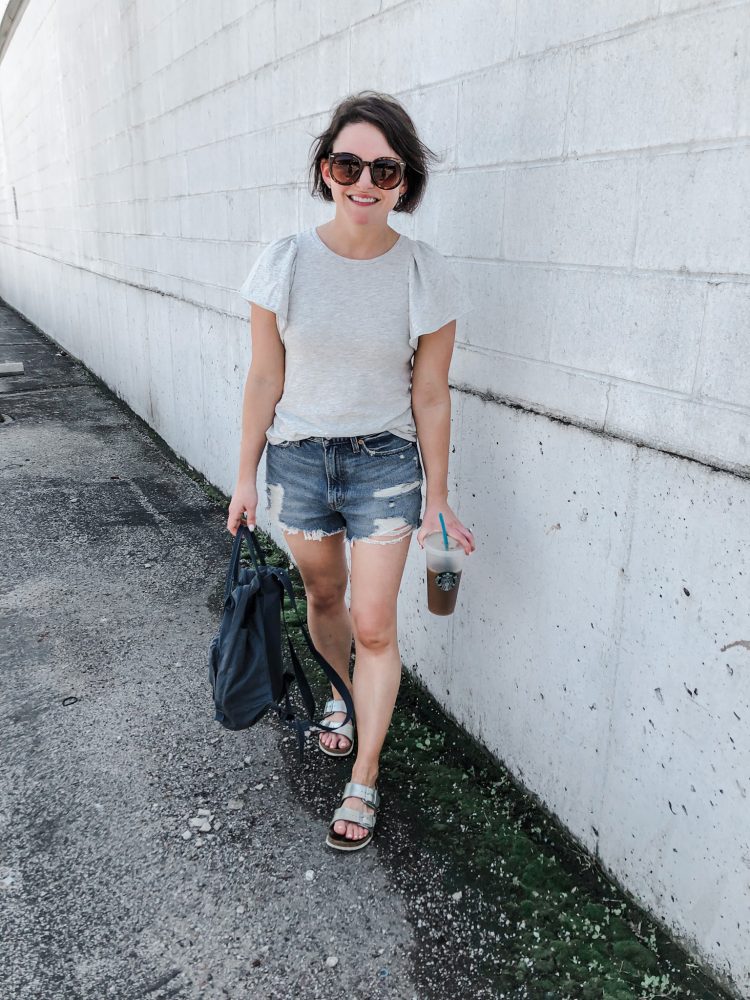 birkenstock arizona and fjallraven backpack