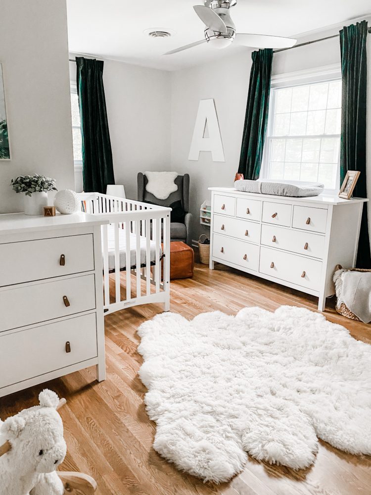 neutral nursery with pops of green