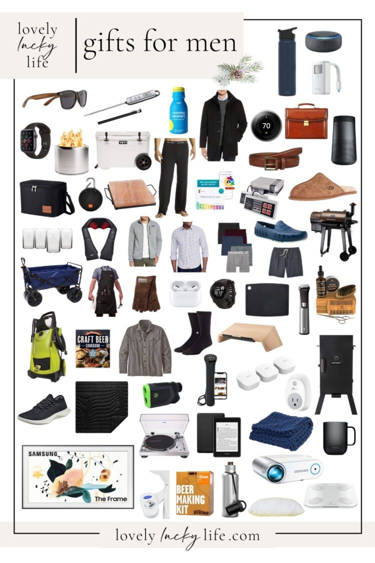 collage of Christmas gift ideas for men