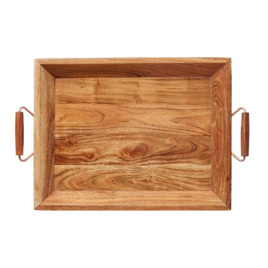 wood serving tray with metal handles | top picks for the home this week on LovelyLuckyLife.com