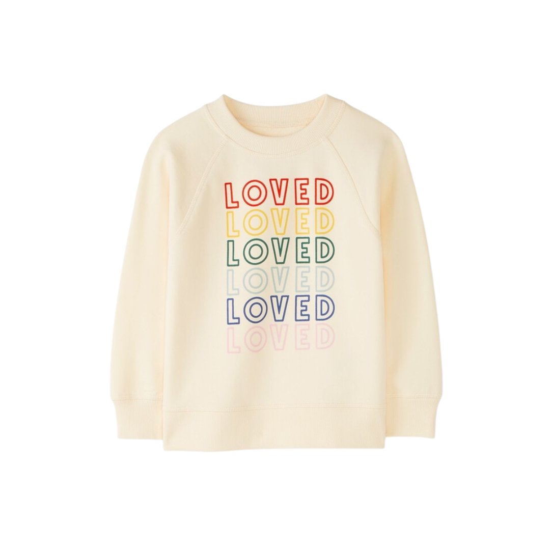 Hanna Andersson Stacked LOVED Graphic Sweatshirt | top picks for kids this week on LovelyLuckyLife.com